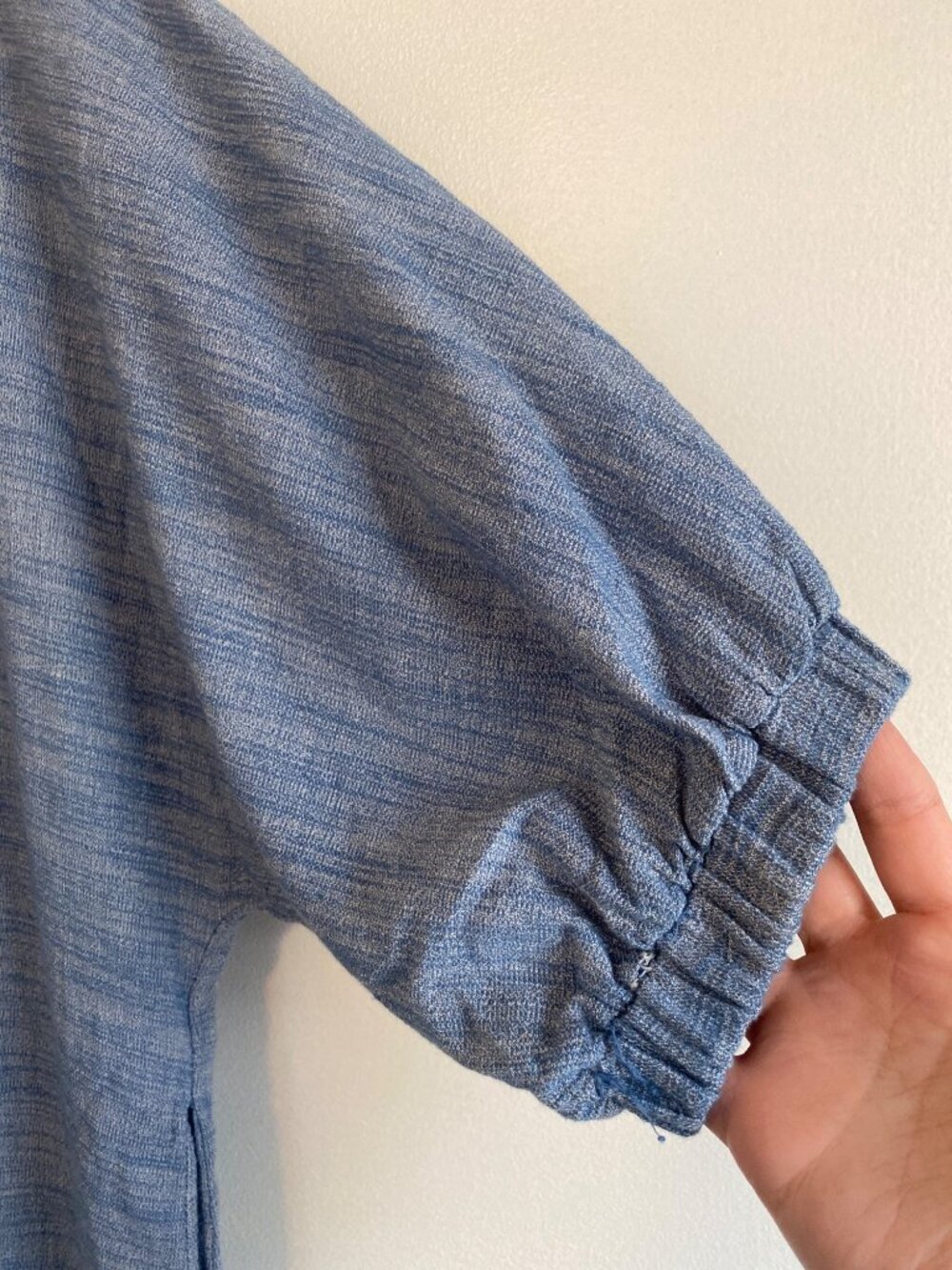 Umgee Blue Tunic Dress Size M Cotton Linen Blend Ruffled Hem 3/4 Sleeves Pockets - Picture 2 of 7